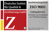 Icon des ISO 9001 Zertifikats des Deutschen Instituts für Qualität & Zertifizierung GmbH gültig bis 05.11.2028.